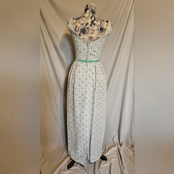 1960s ILGWU Sleeveless Aquamarine Gown - Picture 6 of 6